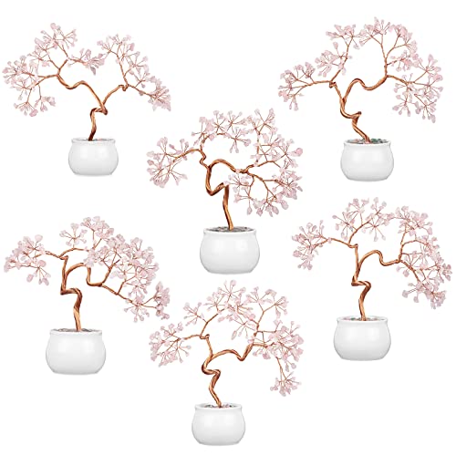 Nupuyai Rose Quartz Crystal Money Tree with Ceramic Base - Image 4