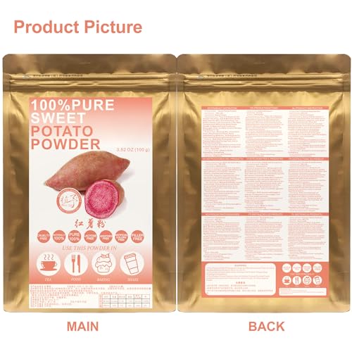 100% Natural Pure Sweet Potato Powder 100g/3.52oz 红薯粉 Süßkartoffelstärke gekocht für Stärke Verdickungsmittel für Saucen, Suppe, & Gravy, frei von Konservierungsmitteln