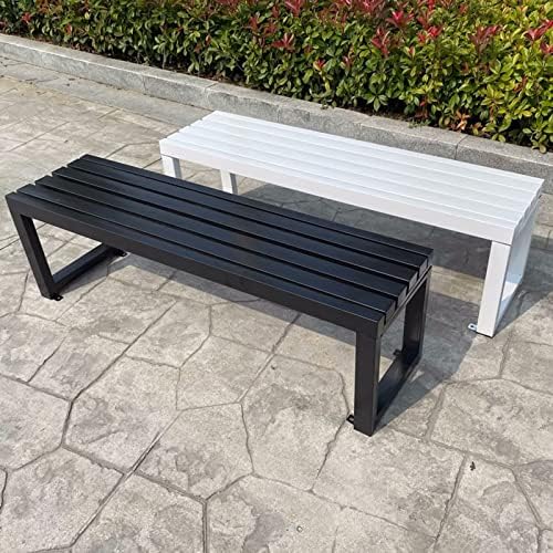 Black 59in Outdoor Metal Garden Bench - Slatted Design Patio Seating for Yard, Park, Picnic, Front Porch & Backyard Decor - Durable Outdoor Furniture for Relaxation