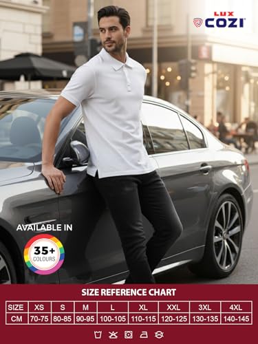 Image of Lux Cozi Men's Cotton Solid Polo Tshirt | Collar Tshirts | Half Sleeves | Stylish & Premium All Day Wear | Pack of 1