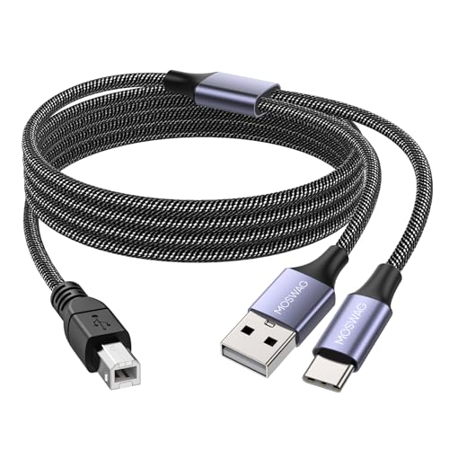 moswag 2in1 usb printer cable 328ft1m with usb c to midi cable printer cableusb midi cable usb c to usb b midi cablecablecompatible with music instrumentpianomidi keyboardusb microphone