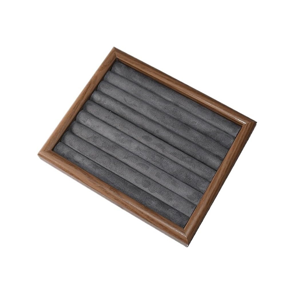 Zeng25liangOu-12 jewellery stand Wooden Jewelry Rack Brown Gray Ring Tray Bracelet Earring Earring Storage for Display and Storage(Medium)