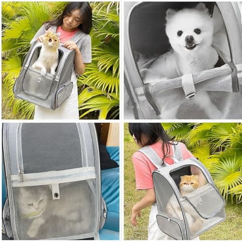Image of Cat Backpack Carrier Expandable Pet Carrier Backpack for Small Medium Cats Fit Up to 18 Lbs, Foldable Puppy Backpack Carrier for Travel, Hiking (Expendable Grey, 32 inch L x 28 inch W X 43 inch H)