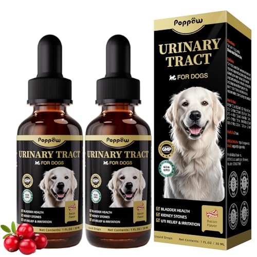 (2 Pack) Poppaw Dog UTI Treatment & Urinary Tract Support, High Cranberry Extract, 9-in-1 Natural Herbal, Vitamin B6 for Urine pH Balance, Bladder & Kidney Function, Bacon Flavor, 2 OZ