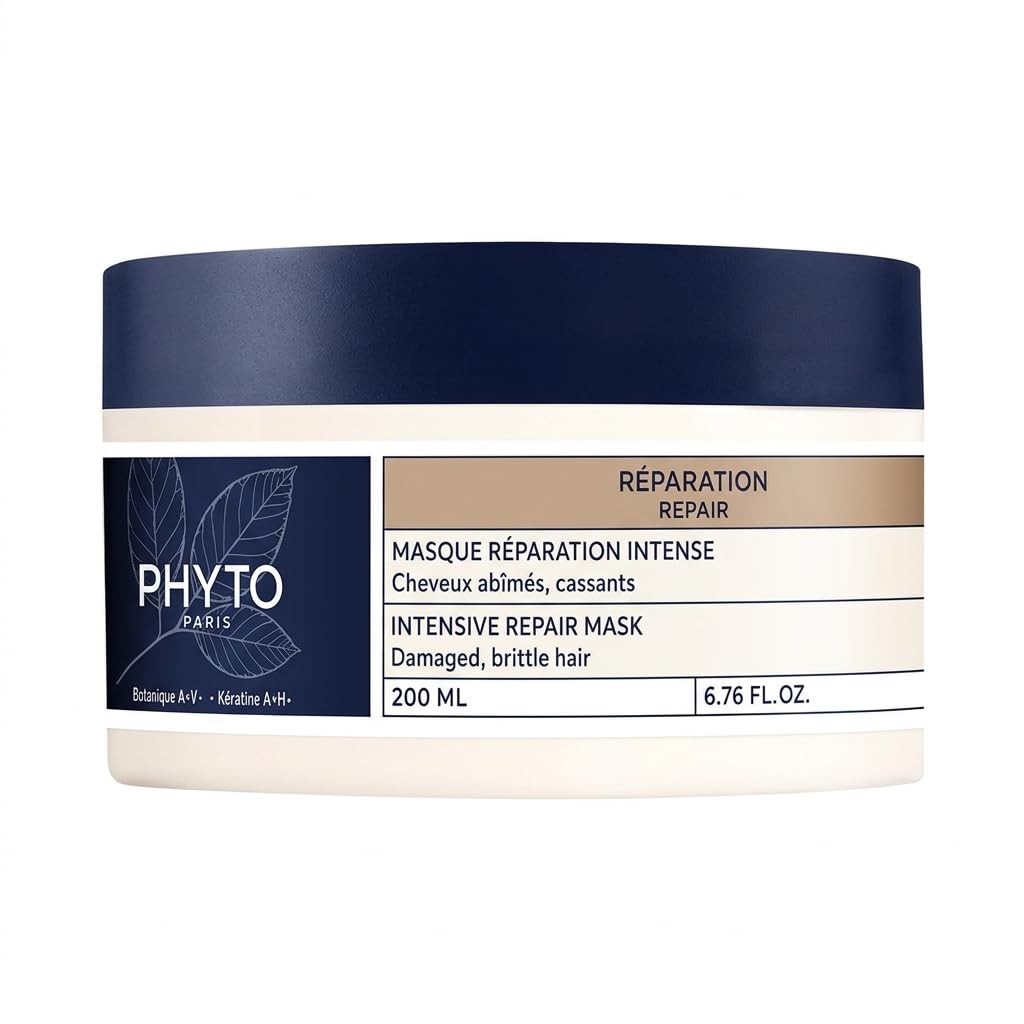 Phyto - Réparation - Masque Réparation Intense 200ml - Cheveux Abîmés et Cassants - Consolide Instantanément - Longueurs Consolidées - Cheveux Réparés - Cheveux Moins Fourchus - Kératine