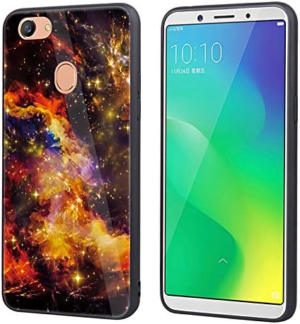 Kingru Anti-scratch Shockproof Back Cover Starry Sky Design Tempered Glass Hard Case for OPPO F5 (Yellow)