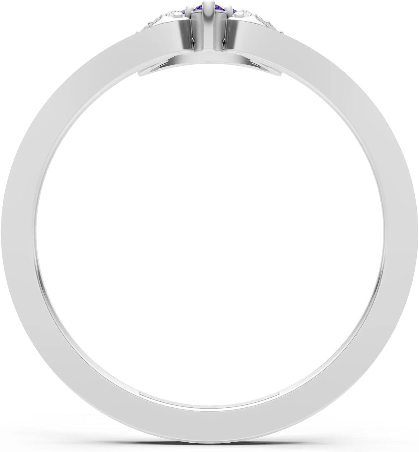 PEORA Round Cut Amethyst Stackable Band Available in Solid 10K, 14K or 18K Ring – White, Yellow or Rose Gold