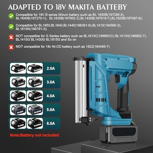 Cordless Brad Nailer, Cordless Nail Staple Gun Compatible with Makita 18V Battery, Electric Stapler Nailer with 4000 Nails, 120Nails/min, Gun/Staple Gun for Upholstery, Carpentry (No Battery) 3 Cordless Brad Nailer, Cordless Nail Staple Gun Compatible with Makita 18V Battery, Electric Stapler Nailer with 4000 Nails, 120Nails/min, Gun/Staple Gun for Upholstery, Carpentry (No Battery) - Image 3