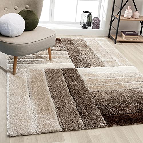 Image of Carpets for Living Room 5 x 7 Feet Soft Smooth Thick Non-Slip Fluffy Shaggy Area Rug for Bedroom, Drawing, Kids Room, Office with Upto 2 Inch Microfiber High Pile (Beige Brown A)