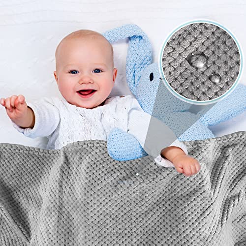 Image of Reginary 4Pcs 30x40 Baby Blanket Fuzzy,Gray | Waffle Flannel Baby Throw Blankets, Warm Nursery & Crib Blankets, Girl & Boy Newborn Infant