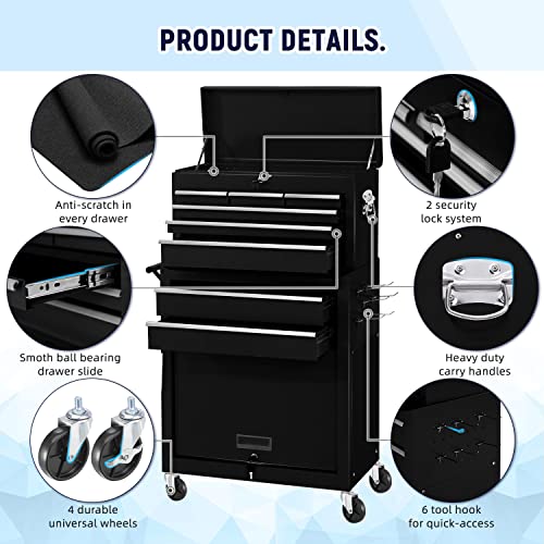image for INTERGREAT 8-Drawer Rolling Tool Chest with Wheels, Large Tool Cabinet