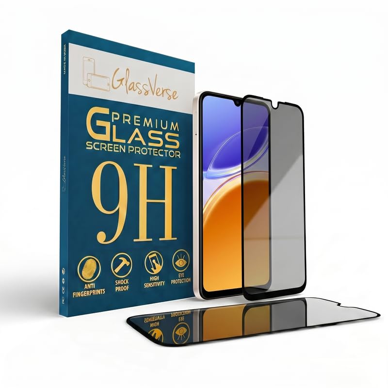 Image of GlassVerse Ultra Privacy Tempered Glass For Vivo Y05 (PACK OF 1) with Free Installation Kit. Edge To Edge. (In-Screen FingerPrint Lock will not work with the Privacy Guard) - 6.74 inch