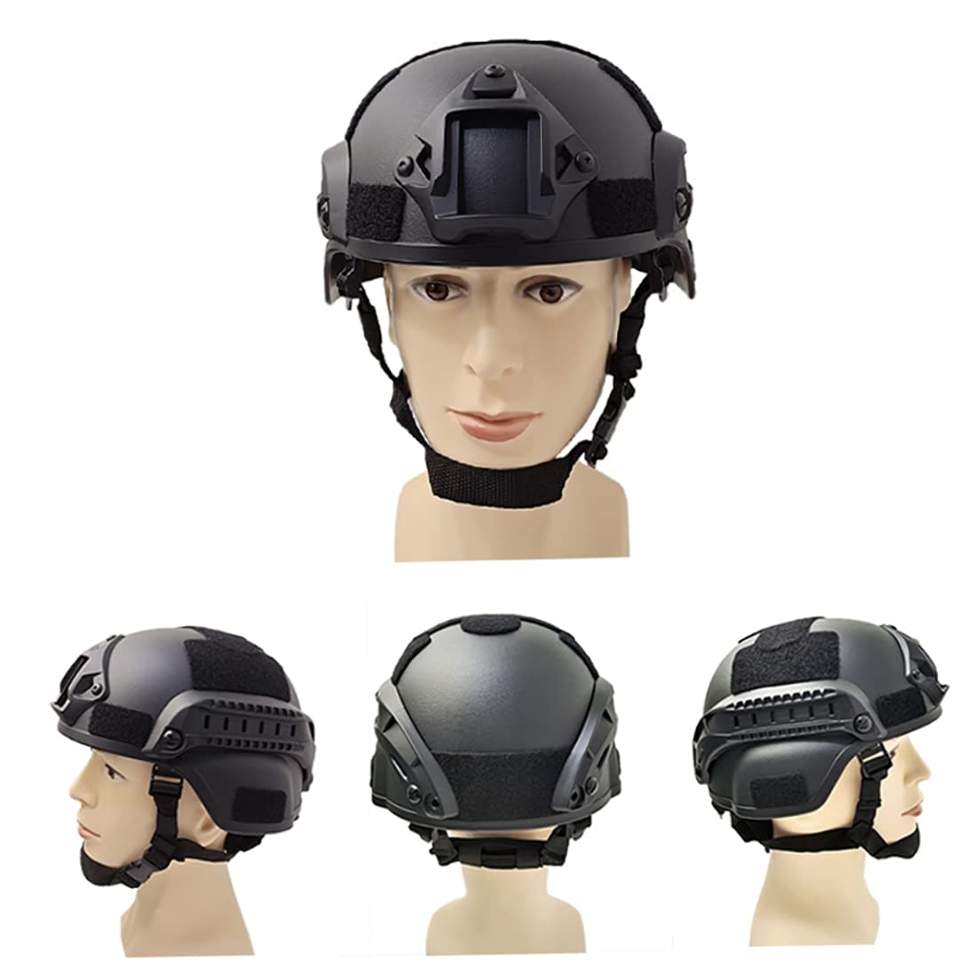 Casque tactique Airsoft Mich 2000 Style NVG Rails latéraux Vert