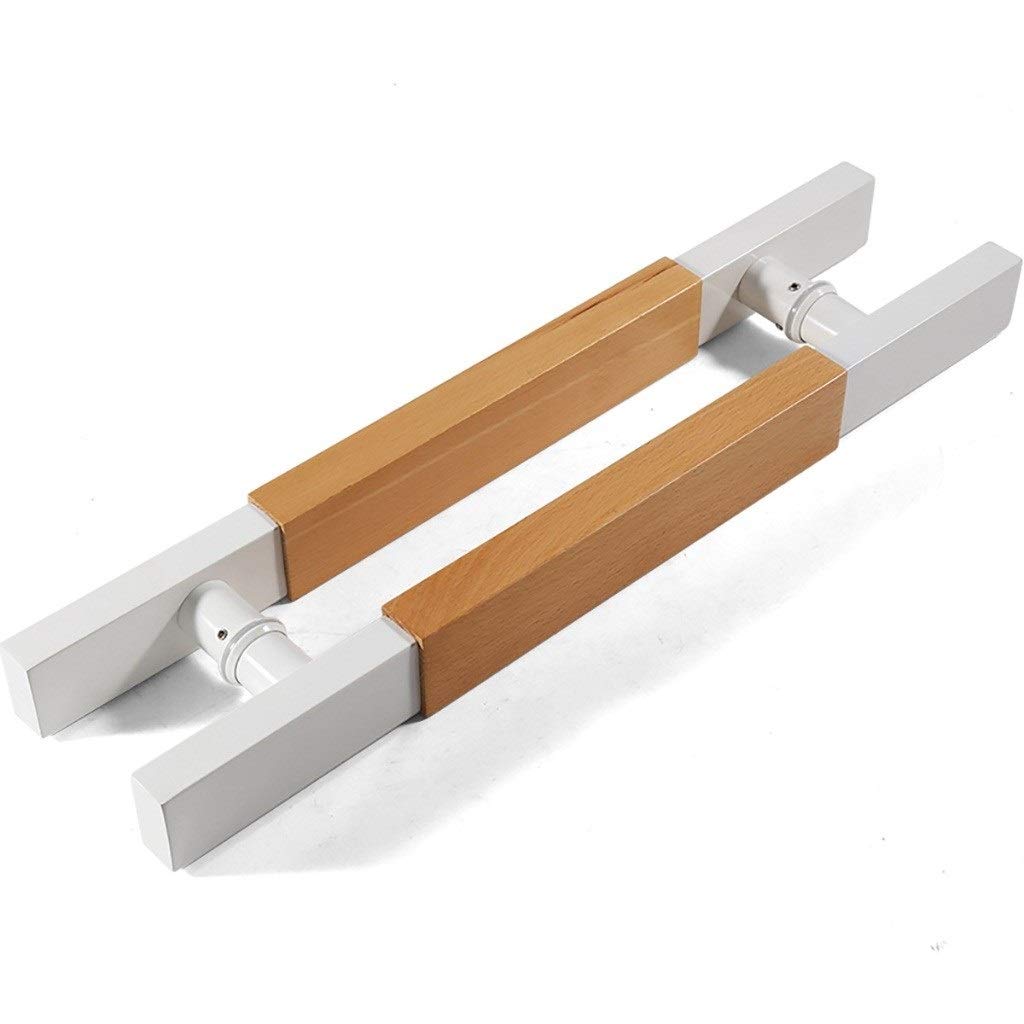 Poignée de porte coulissante en bois haut de gamme et acier, design tube carré raffiné