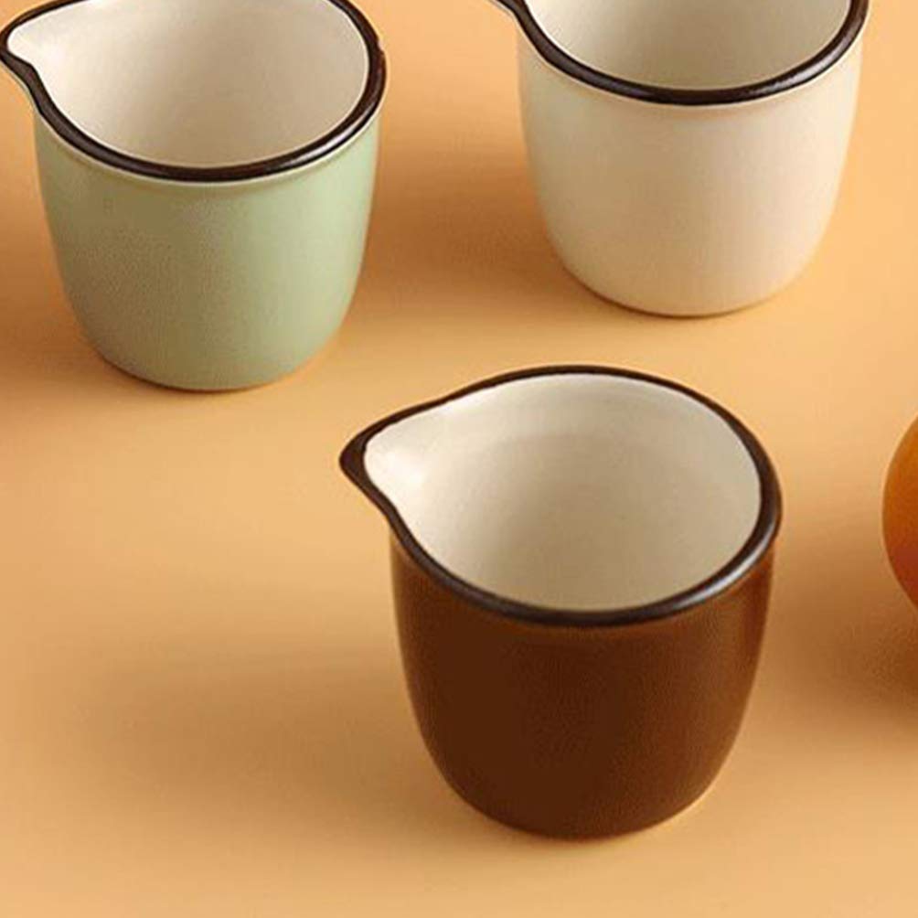 Lot de 2 Mini Pots à crème en céramique pour café Lait 40 ML pichet de Service pichet à Sauce pichet à Lait pour la Cuisine Couleur aléatoire,Brun