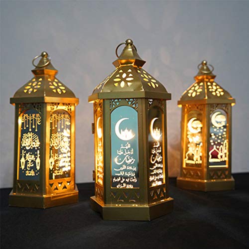 Lurrose Lanterna de Vela Marroquina Suporte de Vela Pendurado Vintage Led Decorações Ramadan Centro