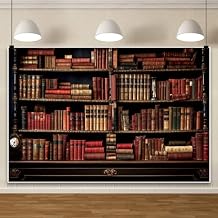 10x8ft Vintage Bookshelf Backdrop Retro Library Office Wooden Bookcase Books Photography Background School Education Birthday Party Decor Banner Artistic Portrait Photoshoot Props