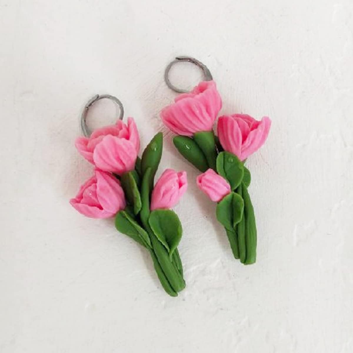 Pink peony earrings, flower dangle earrings - Image 3
