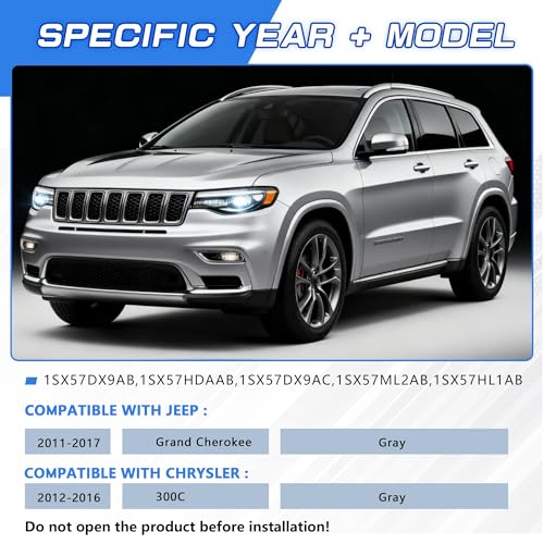 Image of Sunshade Cover Sunroof Compatible with Jeep Grand Cherokee 2011-2017 & Chrysler 300C 2012-2016,Replace # 1SX57DX9AB (Gray)
