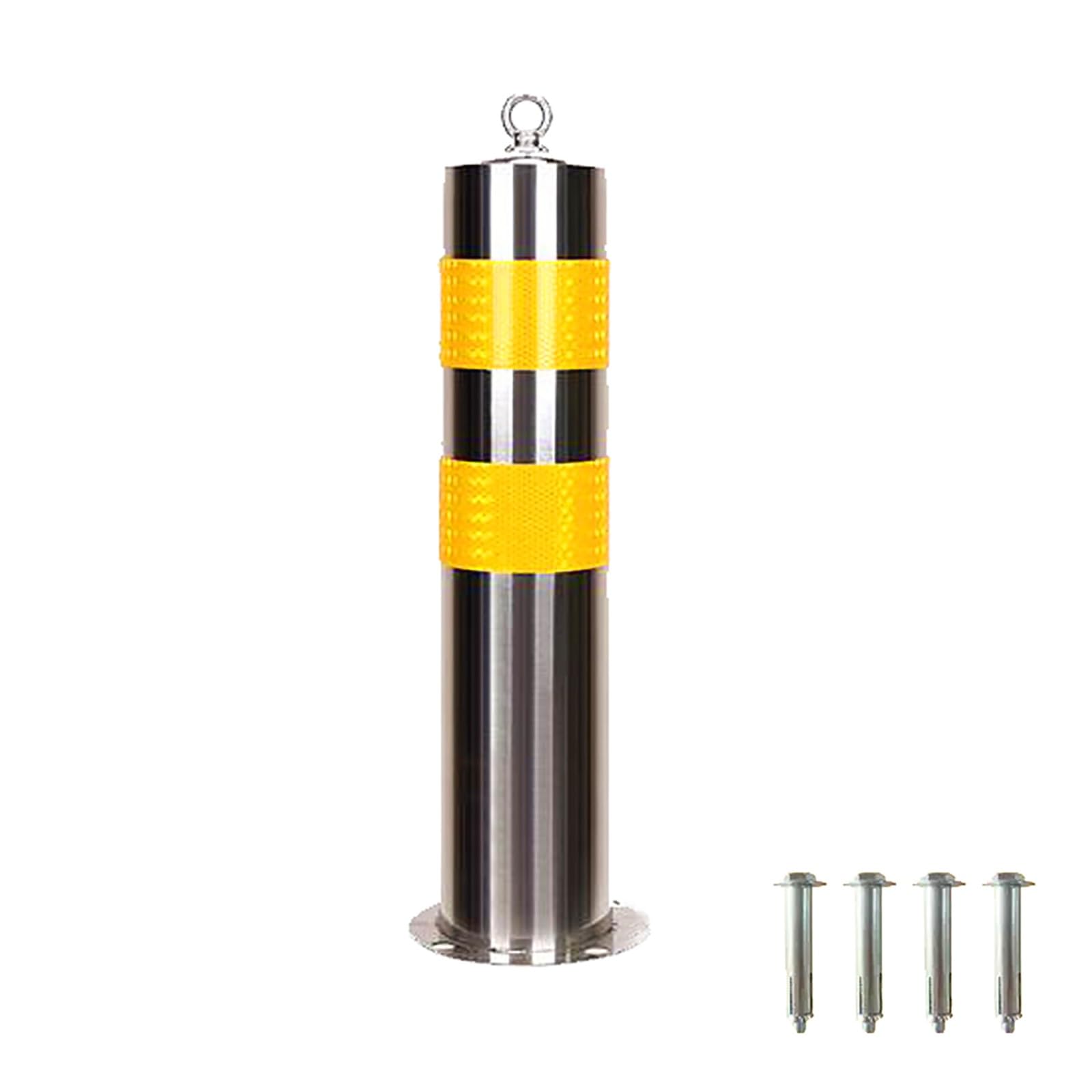 JYBNBBE Safety Bollard with Anchor Bolts, 12cm/5 in Diameter Steel Pipe Safety Post, Bolt Down Bollard, with Reflective Tape for Construction and Traffic-Sensitive Areas,80cm