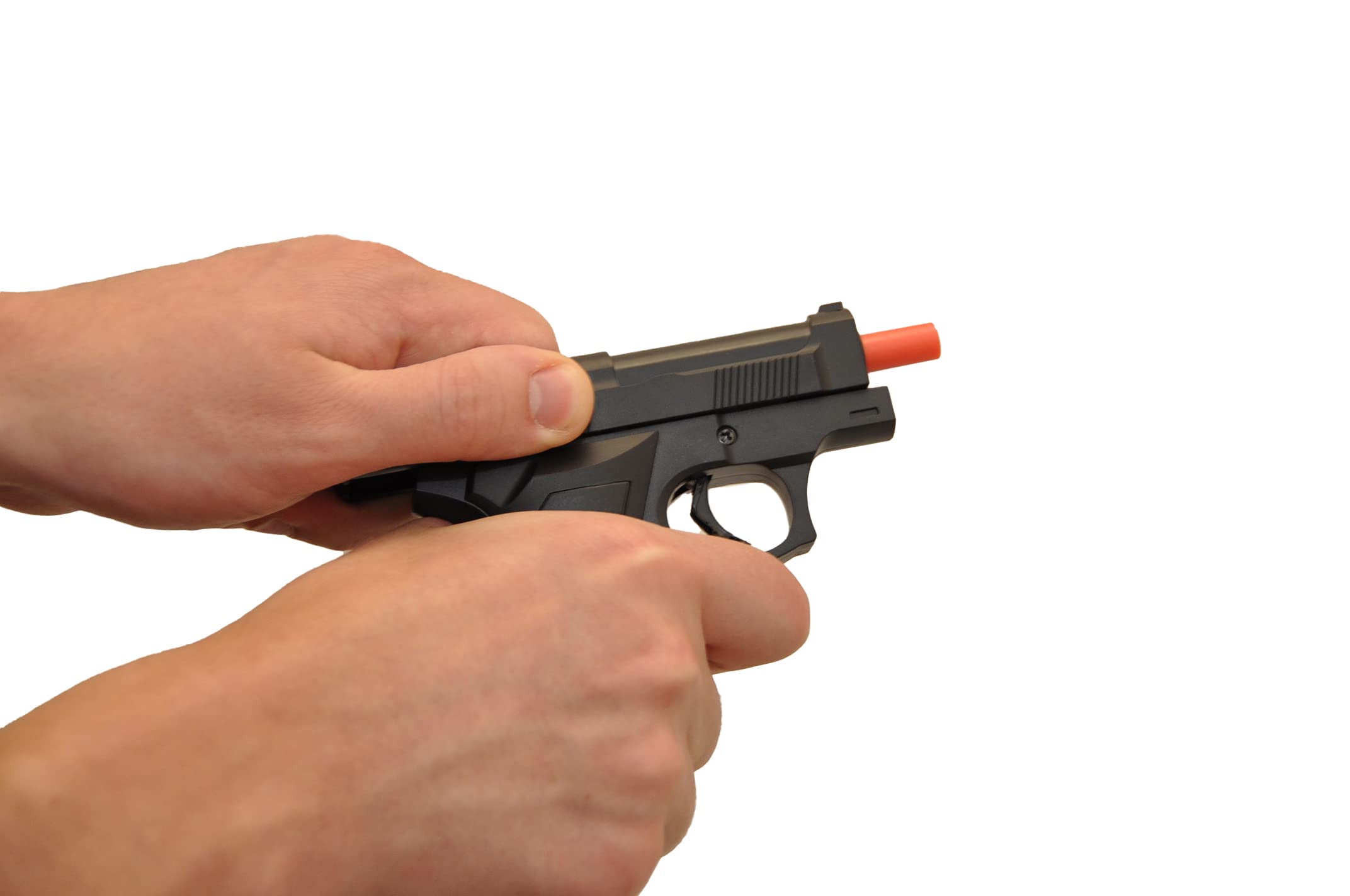 jameitop® Airgun + 400 Kugeln Set Kleine Pistole 13 cm Softair 7 Schuss Magazin Kugelpistole Airsoftgun