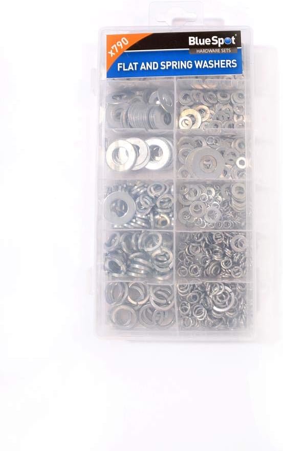 Blue Spot Tools 40564 Assorted Flat and Spring Washer Set - Silver (790-Piece)