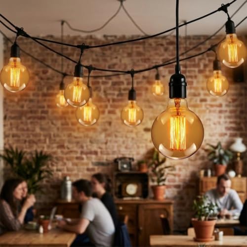 Image of fizzytech G80 LED Edison Globe Bulb, Super Bright Warm White Light (3500K), E26 /E27 Standard Base, Clear Glass Decorative Lamp for Home, Bedroom, Living Room & Cafe - Pack of 1