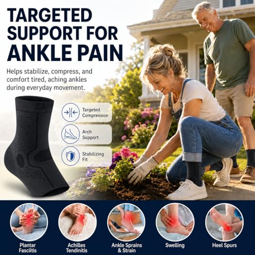 Image of CAMBIVO Ankle Compression Sleeve Support for Men & Women, 1 Pair for Sports