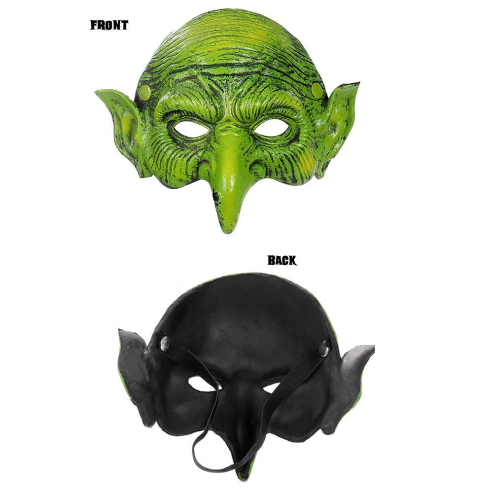 KIPETTO Halloween Witch Mask Scary Green Half Face Mask for Halloween Cosplay Carnival Party Costume - Image 2