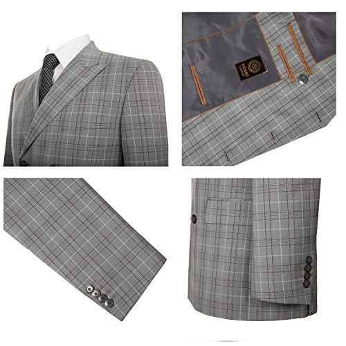 Amy Lorenzo Men's 2-Piece Classic Fit Double Breasted Peak Lapel Plaid Suit4