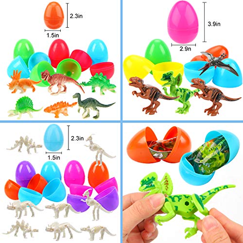 Sizonjoy Toys Filled Easter Eggs, Prefilled Surprise Eggs with Small Dinosaur Toys Inside for Easter Hunt Event, Basket Stuffers Fillers and School Classroom Prize for Kids