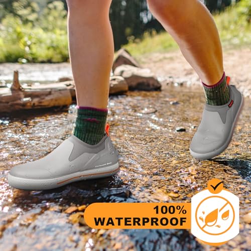 Showave Men's Deck Boots Rain Boots Waterproof Slip-on Low Cut Shoes, Non-Slip Rubber Boots, Lightweight Shoes Outdoor for Walk, Mud, Fishing, Gardening & Farming4