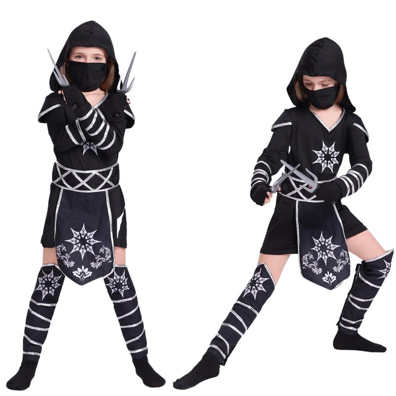 Disfraz de Ninja para Halloween Negro Real Carnaval Cosplay Mascarada Fiesta de Cumpleaños 110-150 CM