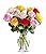 Flowers - One Dozen Rainbow Roses (Free Vase Included)