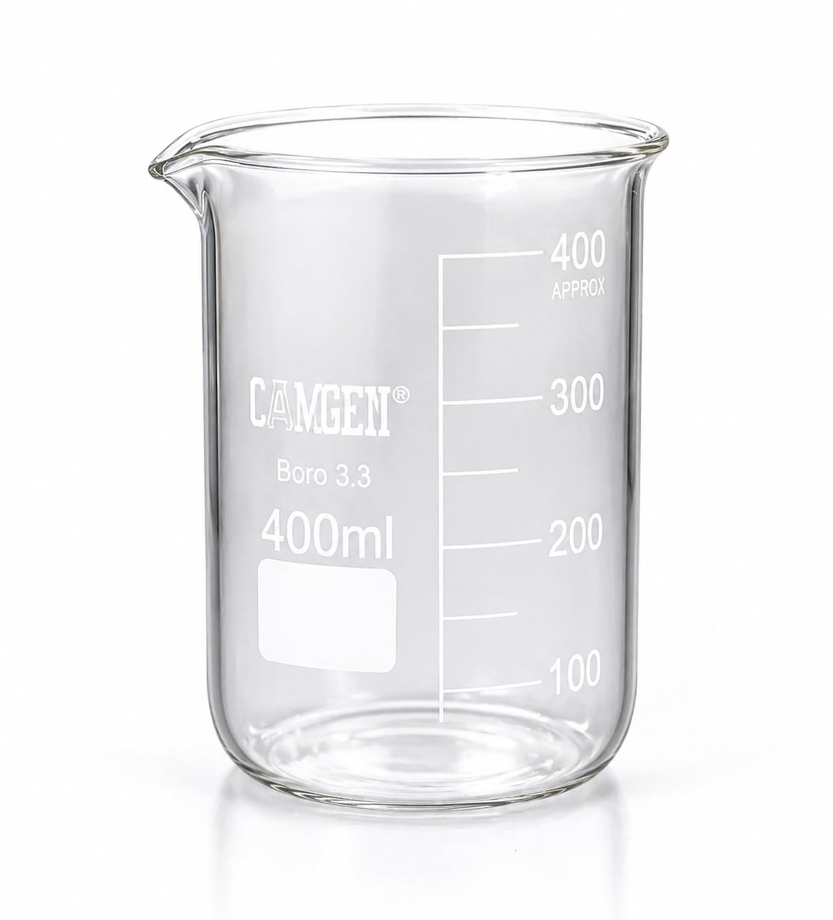 400 ml Cam Beher – Isıya Dayanıklı Laboratuvar Tipi Ölçü Kabı