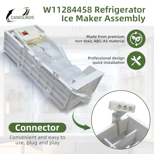 W11284458 Refrigerator Ice Maker Assembly Fits for Whirlpool W11088559 Ice Maker Replace 4961086 AP6809232 PS12584610 EAP12584610 NTXA001WA1