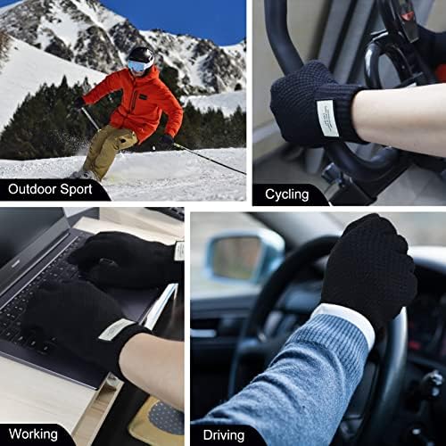 Moyad Thermal Gloves for Men Womens, Touch Screen Knitted Gloves, Winter Gloves with Warm Fluff Lining, Windproof Running Cycling Gloves with Elastic Cuff, Warm Gloves for Skiing Hiking Driving