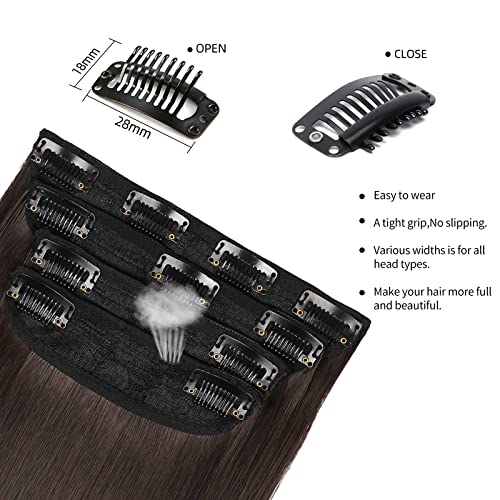 4Pcs Hair Extensions Clip in Brown Black Clip in Hair Extensions for Women Straight Hair Extensions Long 20 Inches(4pcs, 20Inch, 4#) - Image 5
