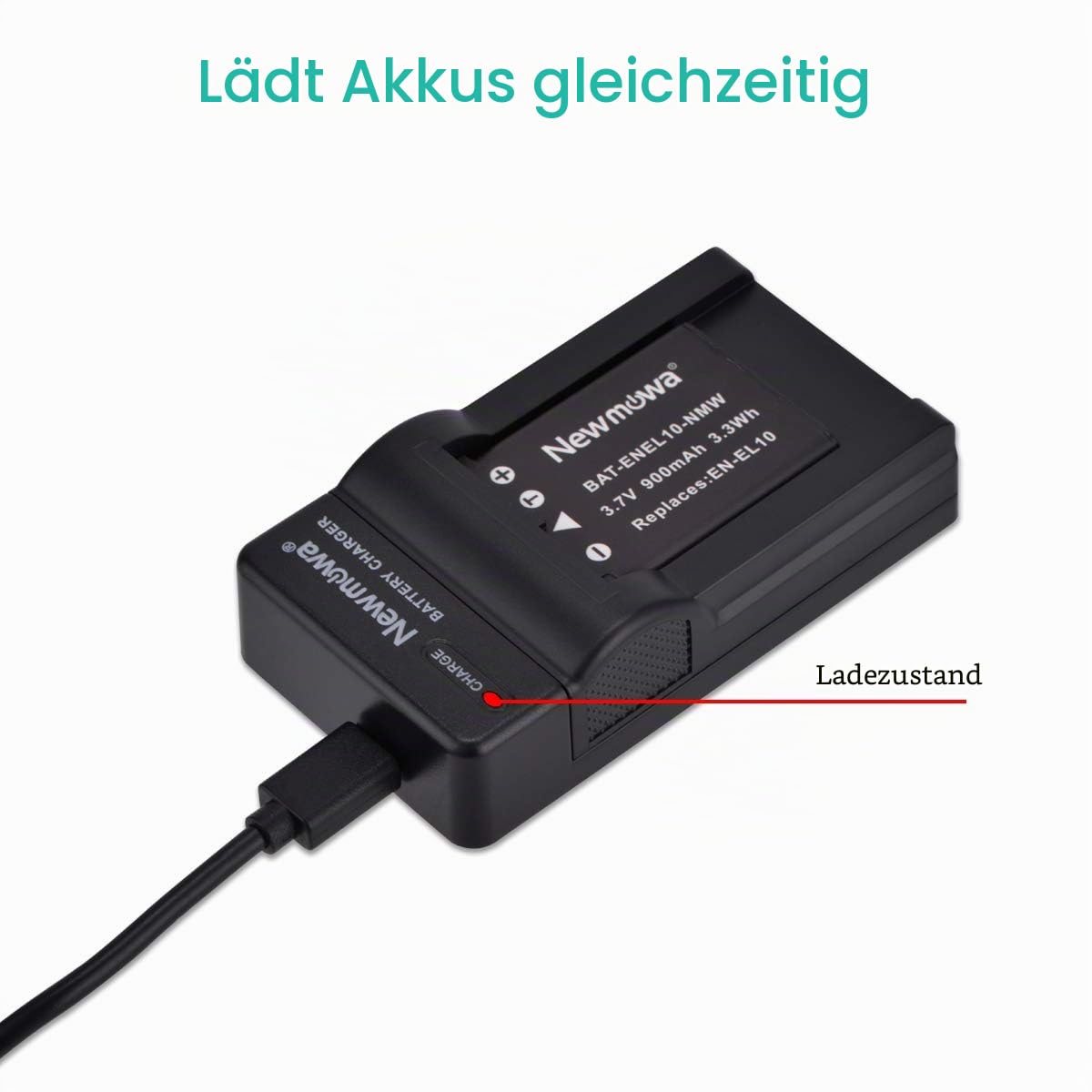 Newmowa® EN-EL10 Ersatz Akku (2er Pack) und tragbar USB-Ladegerät-Set für Nikon Coolpix S60, S80, S200, S202, S203, S205, S210, S220, S225, S230, S500, S510, S520, S570, S600, S700, S3000, S4000