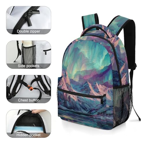 Aurora Northern Lights Unisex Backpack Casual Daypacks Lightweight Shoulders Bag for Camping Hiking Travel4