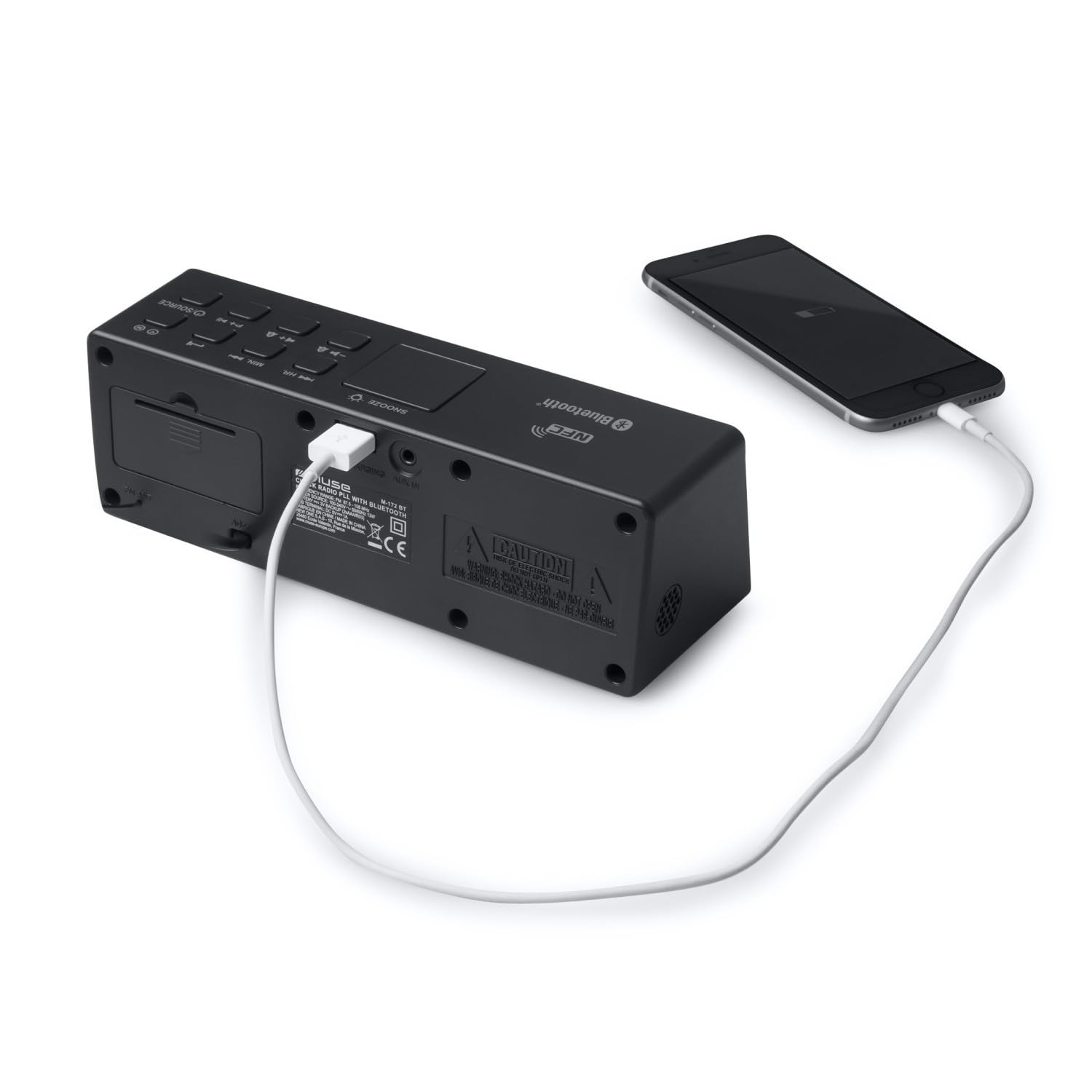Radio REVEIL Bluetooth Muse M-172-BT - Afficheur Blanc Extra Large - Radio PLL FM - Double Alarme - NFC