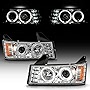 ACANII - For 2004-2012 Chevy Colorado GMC Canyon LED DRL Dual Halo Chrome Housing Projector Headlight Headlamp Assembly