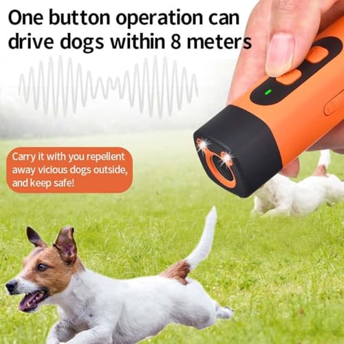 Oamger Anti-Bell-Gerät für Hunde, Ultraschall-Abschreckungsgerät Gegen Hundebellen, 8m Reichweite, Handheld Antibell Ultraschall mit LED-Taschenlampe,Wiederaufladbar Ultraschall-Bellstopper (1 Stück)