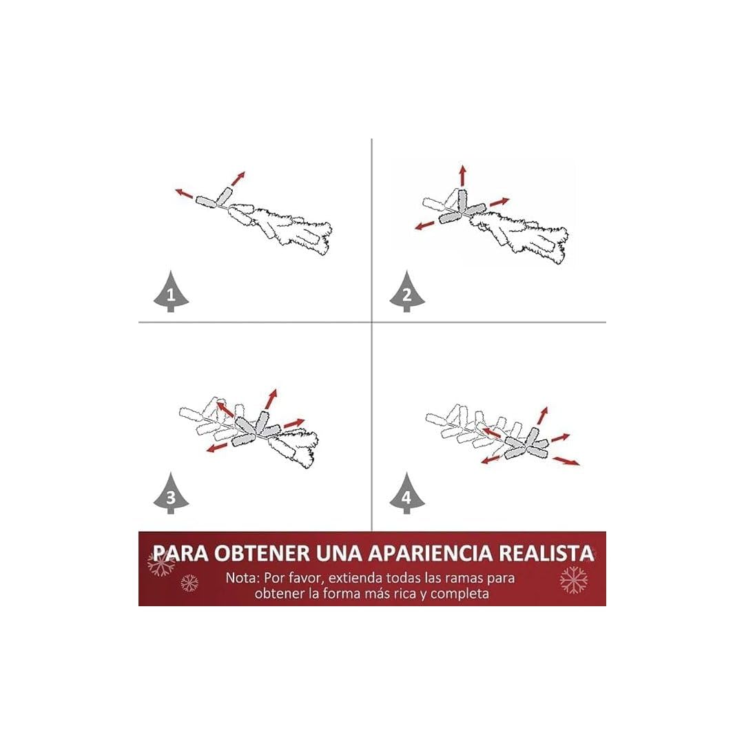 Árbol de Navidad Artificial Material PVC Soporte de Metal 150/180/210/240cm (Nevado, 150CM)