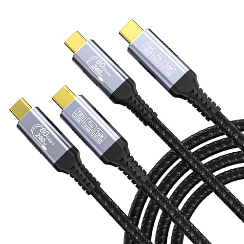 Yiicumhh USB Cables Compatible with Thunderbolt 5 Cable [2-Pack 3.3FT], 80GBPS USB c to USB c Data Transfer Cables, 8K/16k 60Hz@120Hz usbc Monitor Cable for Thunderbolt 4,USB c Video