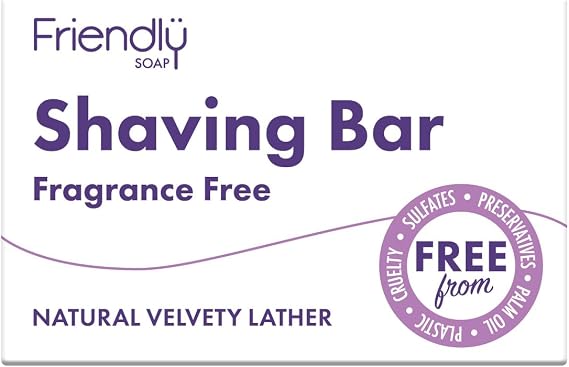 Friendly Soap - Fragrance-Free Shaving Bars (95g), Rich, Soothing, Plant-Based, Cruelty-Free, Made By Hand, No Preservatives or Sulphates, Sustainable, Recyclable