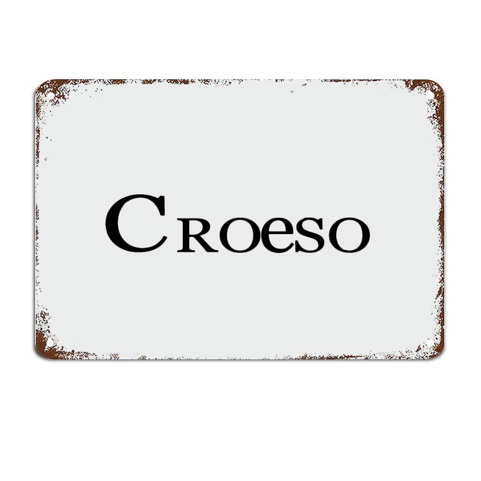 Hanging Sign Welsh Croeso with Welsh Dragon Door Metal Sign with Sayings Metal Tin Sign Motivational Wall Art Rustic Wall Decorations for Living Room Kitchen Signs 8x12 Inches