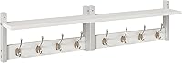 YMYNY Wall Mounted Coat Rack Shelf Set of 2, 31.5" Floating Shelf with 8 Double Hooks, White Entryway Hanger for Kitchen Bedroom Bathroom UHWS001W-2