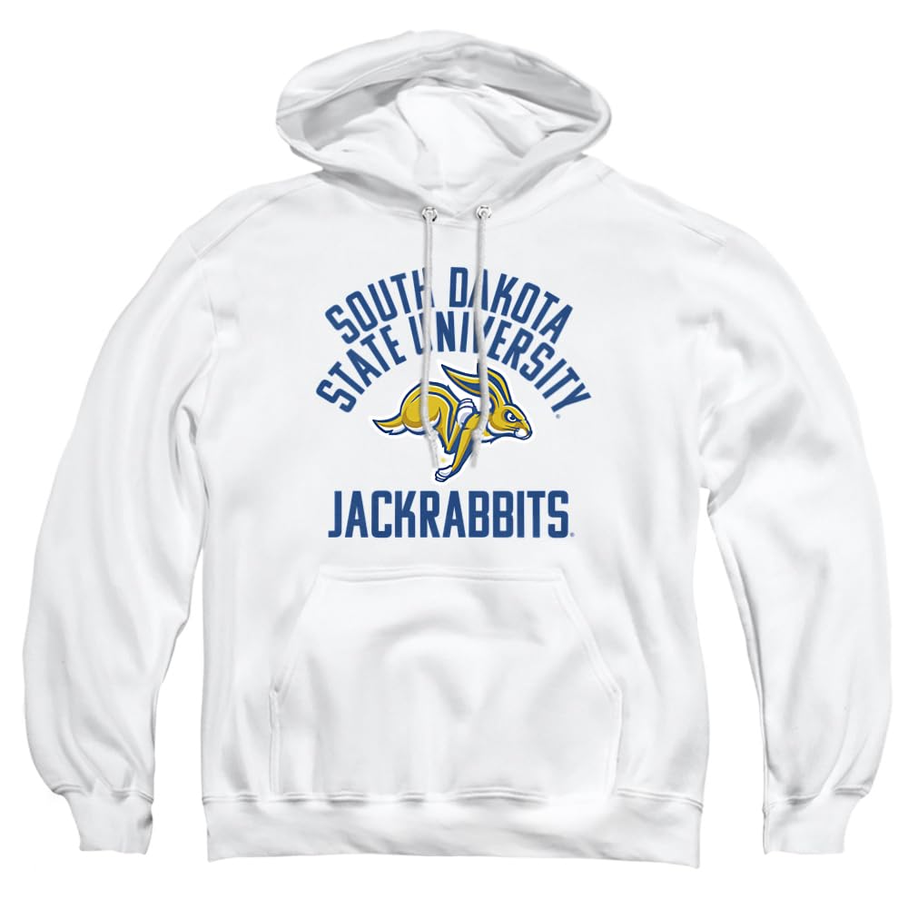 South Dakota State University Official Jackrabbits Logo Unisex Adult Pull-Over Hoodie, White, Large