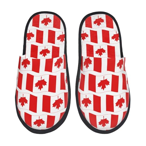Canada Print House Slippers For Women And Men,Soft Slippers With Memory Foam,Non-Slip Indoor Home Shoes